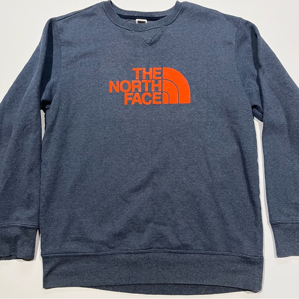 The North Face Men's Navy and Orange Crewneck Sweater